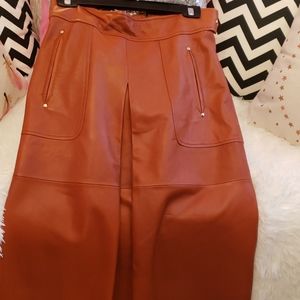 Faux leather midi skirt